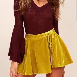 Free People Dance the Night Away Velvet Skort